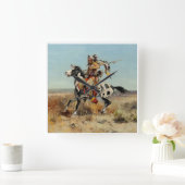 Charles M Russell著「Dakota Chief」 スクエア壁時計 (ホーム)