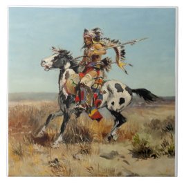 Charles M Russell著「Dakota Chief」 タイル