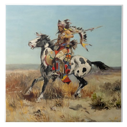 Charles M Russell著「Dakota Chief」 タイル (正面)