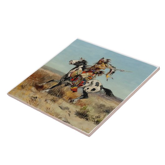 Charles M Russell著「Dakota Chief」 タイル (側面)