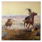 Charles M Russell著「On the Pond」 タイル (正面)