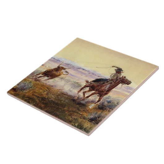 Charles M Russell著「On the Pond」 タイル (側面)