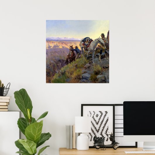 Charles M Russell著「When Shadows Hint Death」 ポスター (ホームオフィス)