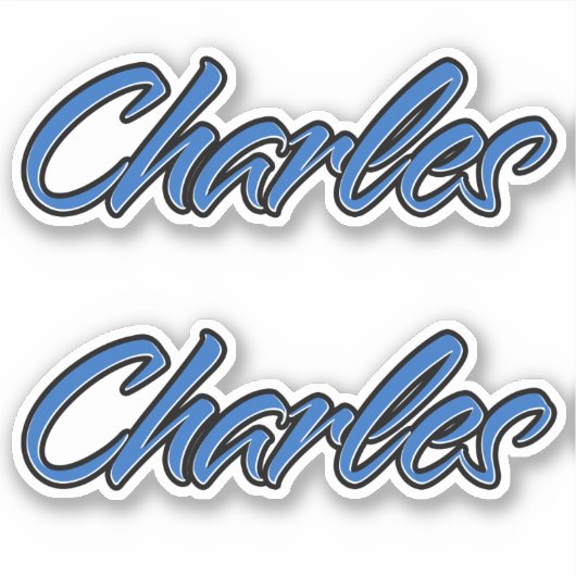 Charles Name blue Aufkleber Sticker Stickerset シール (正面)