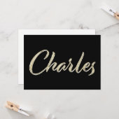 Charles Name white gold Handwriting Karte カード (正面/裏面インサイチュ)