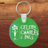 Charles & Palsグリーンボタンキーチェーン キーホルダー (正面)