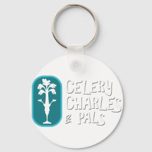 'Charles & Pals'ホワイトボタンキーチェーン キーホルダー