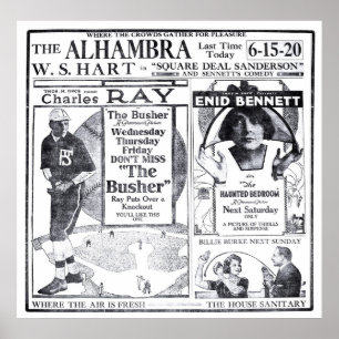 Charles Ray 1920 vintage baseball movie ad poster ポスター