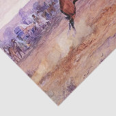 Charles Russellによる「Bucking Bronco」カウボーイアート 薄葉紙 (詳細)