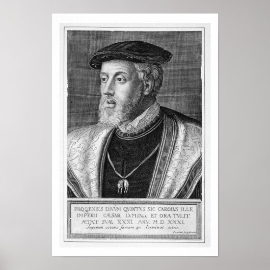 Charles V (1500-58) (版木、銅版、版画) ポスター (正面)