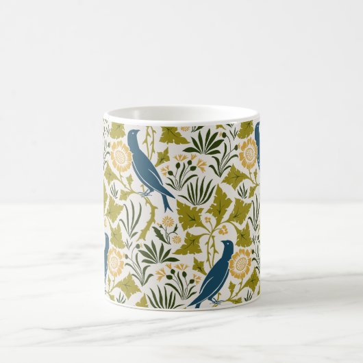 Charles Voyseyブルーバード葉との間 コーヒーマグカップ (中央)