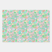 Charleston Pastel Preppy Palm Beach Pattern Print ラッピングペーパーシート (正面2)