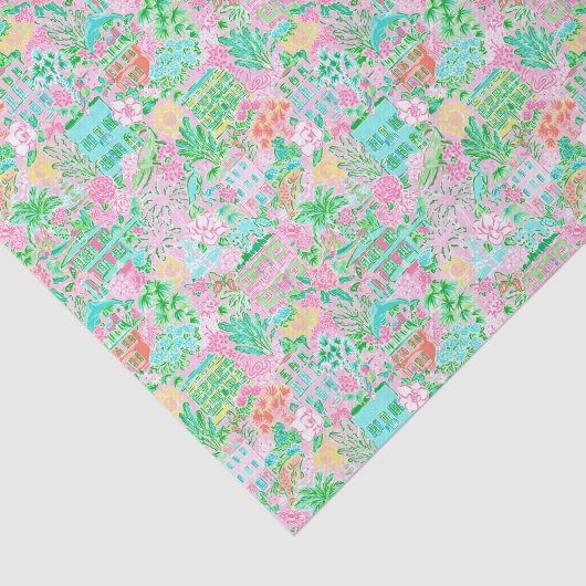 Charleston Pastel Preppy Palm Beach Pattern Print 薄葉紙 (詳細)
