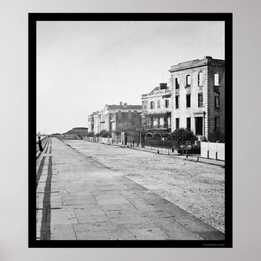 Charleston, SC 1865のバッテリ上の住宅 ポスター (正面)