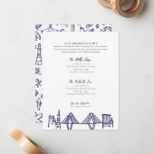 Charleston Toile in Navy Blue宿泊 ノートカード (正面/裏面インサイチュ)