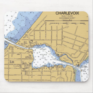 CharlevoixのMIの円形湖の航海のな図表のマウスパッド マウスパッド