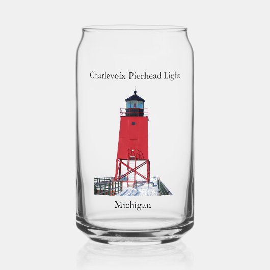 Charlevoix Pierhead Light の缶グラス ガラス缶 (正面)