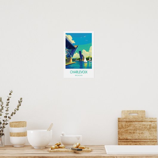 Charlevoix Travel Poster, Michigan ポスター (キッチン)