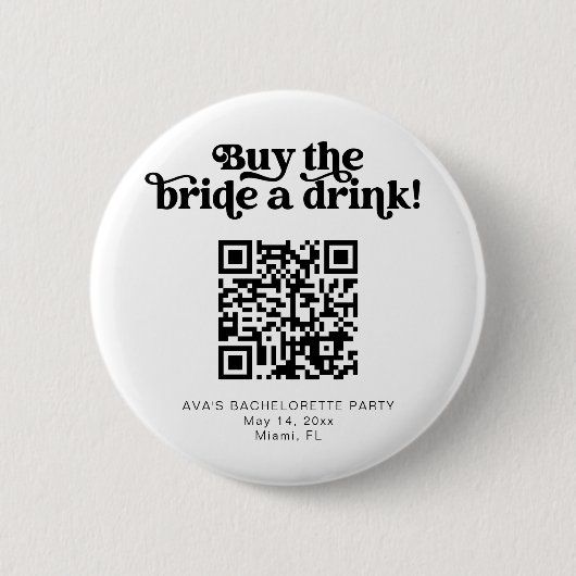 CHARLI retro buy the bride a drink button venmo 缶バッジ (正面)