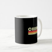 CHARLIEギフト名パーソナライズされたおもしろいレトロヴィンテージ コーヒーマグカップ (正面右)