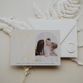 CHARLIEクリームゴールドフォイルHo Ho Hoフォトクリスマス 箔シーズンカード