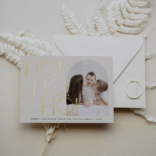 CHARLIEクリームゴールドフォイルHo Ho Hoフォトクリスマス 箔シーズンカード