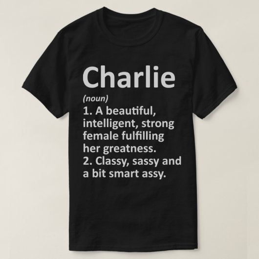 CHARLIE定義名パーソナライズされたChristmおもしろい Tシャツ (デザイン正面)