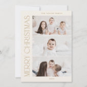 CHARLIE金ゴールド印刷可能3家族の写真クリスマス シーズンカード (正面)