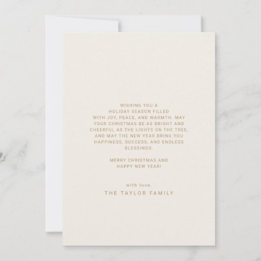 CHARLIE金ゴールド印刷可能3家族の写真クリスマス シーズンカード (裏面)