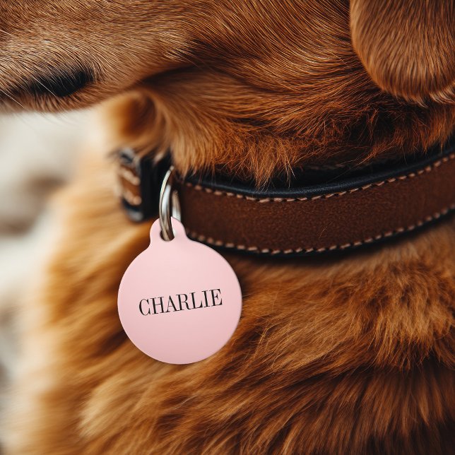 Charlie クラシック 名前 モノグラム | ピンク ペット　ネームタグ (クリエイターアップロード済み)