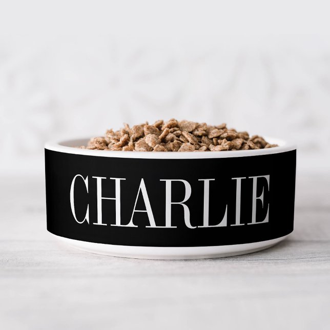 Charlie クラシック 名前 モノグラム | ブラック ボウル (クリエイターアップロード済み)