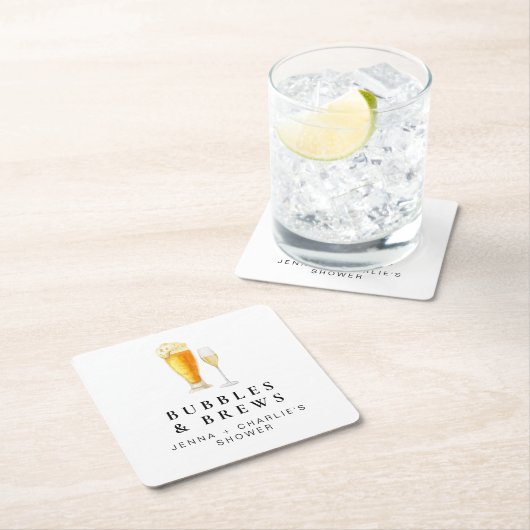 CHARLIE Bubbles & Brewsカップルのシャワーへようこそ スクエアペーパーコースター (インサイチュ)