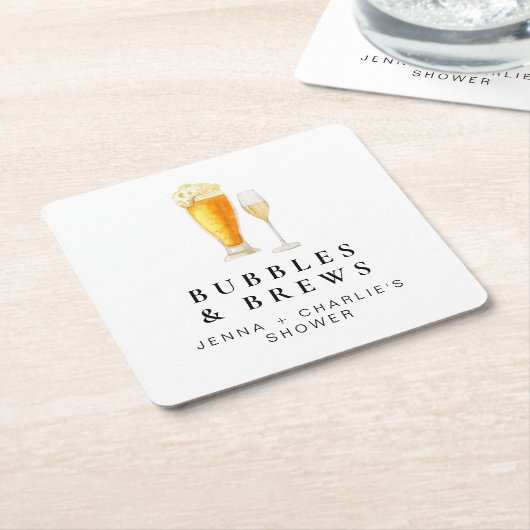 CHARLIE Bubbles & Brewsカップルのシャワーへようこそ スクエアペーパーコースター (アングル)