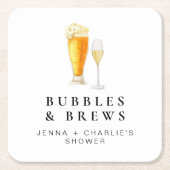 CHARLIE Bubbles & Brewsカップルのシャワーへようこそ スクエアペーパーコースター (正面)