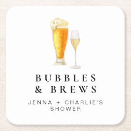 CHARLIE Bubbles & Brewsカップルのシャワーへようこそ スクエアペーパーコースター
