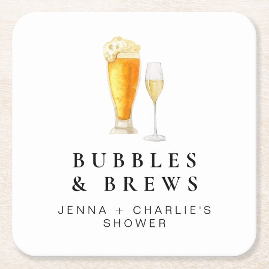 CHARLIE Bubbles & Brewsカップルのシャワーへようこそ スクエアペーパーコースター (正面)