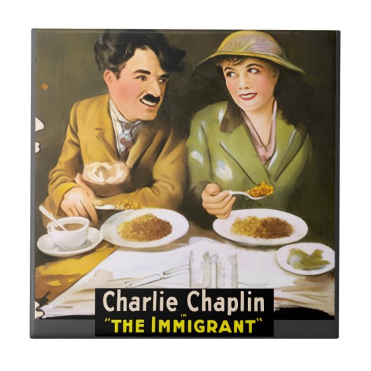 Charlie Chaplin/The Immigrant Ceramic Tile タイル (正面)