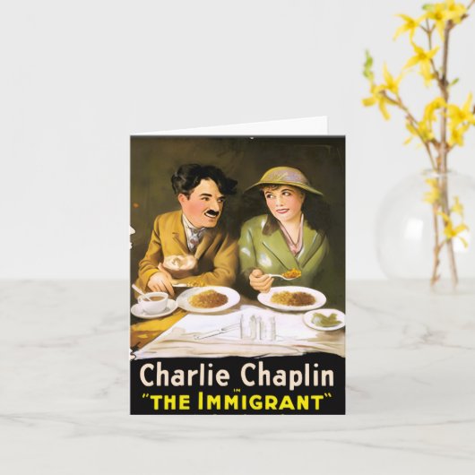 Charlie Chaplin/The Immigrant Greeting Card カード (黄色い花)