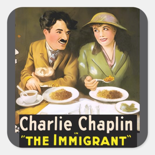 Charlie Chaplin/The Immigrant Sticker スクエアシール (正面)