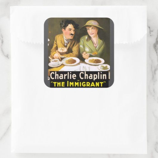 Charlie Chaplin/The Immigrant Sticker スクエアシール (バッグ)