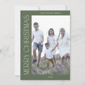 CHARLIE Green Family Photo Boho Merry Christmas シーズンカード (正面)