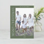 CHARLIE Green Family Photo Boho Merry Christmas シーズンカード (スタンド正面)
