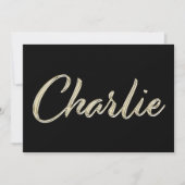 Charlie Name white gold Handwriting Karte カード (正面)