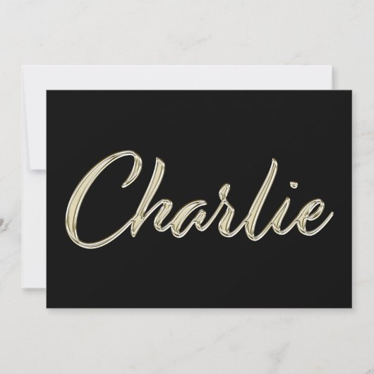 Charlie Name white gold Handwriting Karte カード (正面)