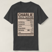 Charlie Nutrition Facts Name Nickname Alias Title Tシャツ (デザイン正面)