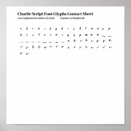 Charlie Script フォント グリフ コンタクトシート ポスター