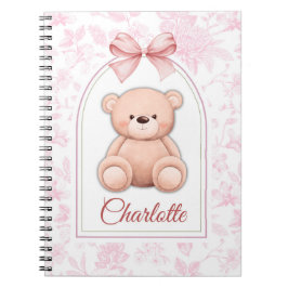 Charlotte | オーダーメイド ピンクのテディベアの保育園デザイン ノートブック