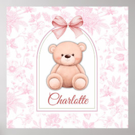 Charlotte | オーダーメイド ピンクのテディベアの保育園デザイン ポスター