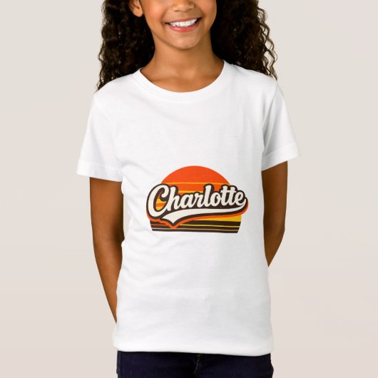 Charlotte レトロサンセット オーダーメイド 名前デザイン tシャツ (正面)