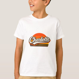 Charlotte レトロサンセット 名前 デザイン tシャツ
